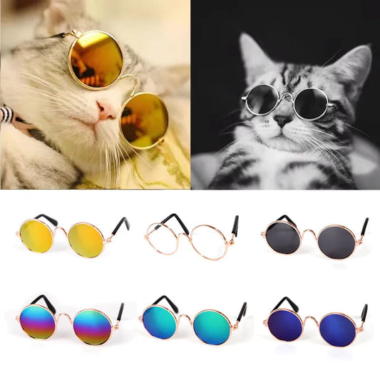 Cute Vintage Round Pet Sunglasses for Small Dogs and Cats Reflection Eyewear Photos Props Accessories - Nekoby Cute Vintage Round Pet Sunglasses for Small Dogs and Cats Reflection Eyewear Photos Props Accessories
