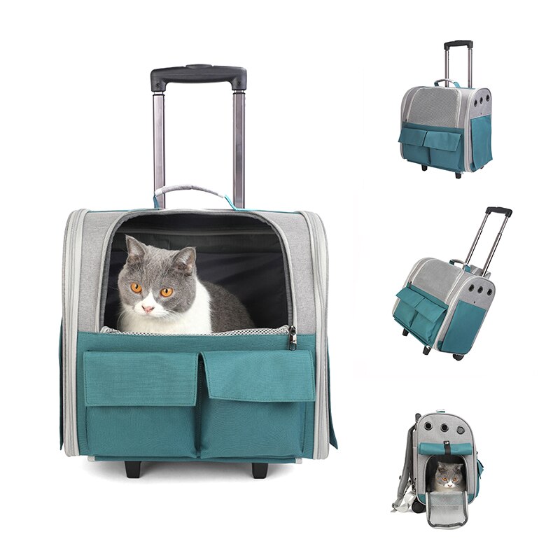 Outdoor Portable Breathable Cat Dog Carrier with wheels - Nekoby Outdoor Portable Breathable Cat Dog Carrier with wheels