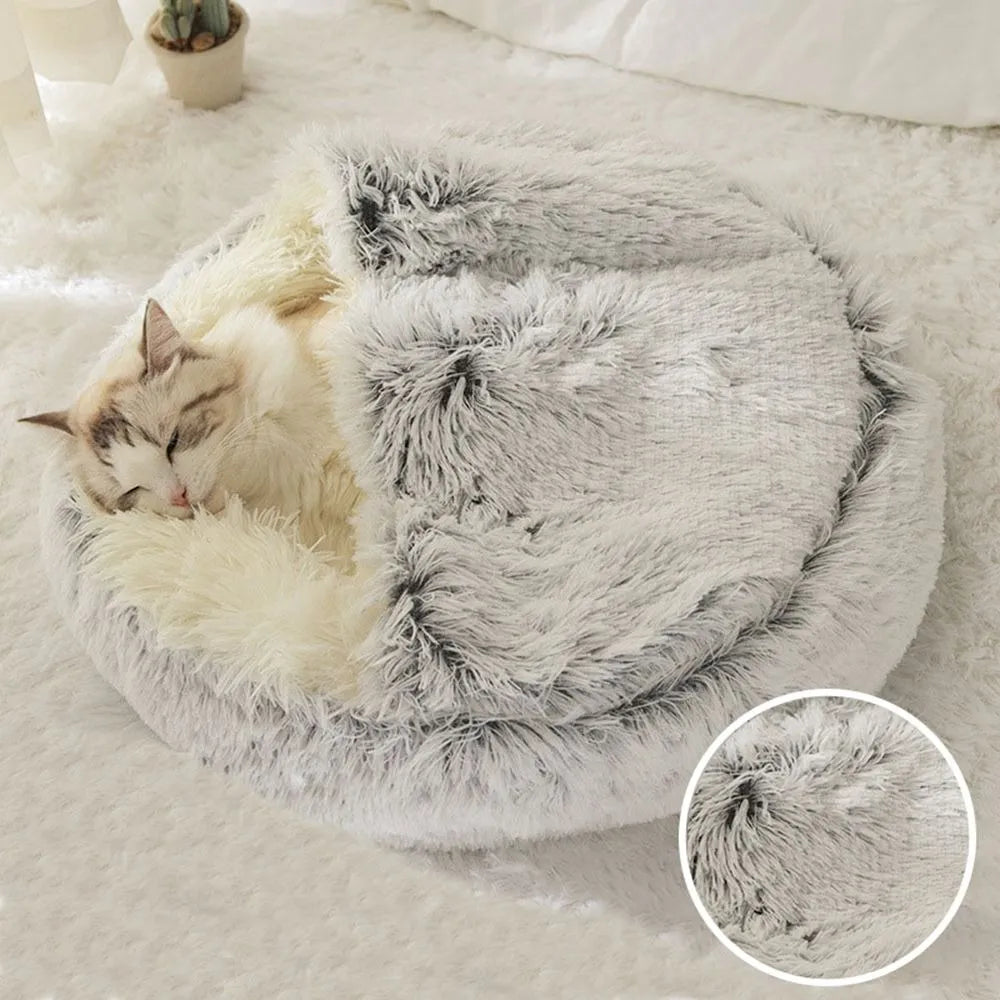 Ultimate Comfort and Style – Long Plush Cat Bed with Enclosed Cushion Perfect for a Relaxing and Warm Sleep - Nekoby Ultimate Comfort and Style – Long Plush Cat Bed with Enclosed Cushion Perfect for a Relaxing and Warm Sleep gray long plush||14 / 50x50cm||5