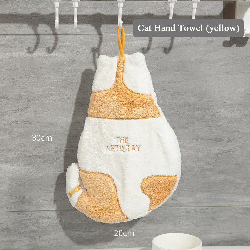 Cute Cat Hand Towel Super Absorbent Microfiber Kitchen Towel - Nekoby Cute Cat Hand Towel Super Absorbent Microfiber Kitchen Towel yellow cat