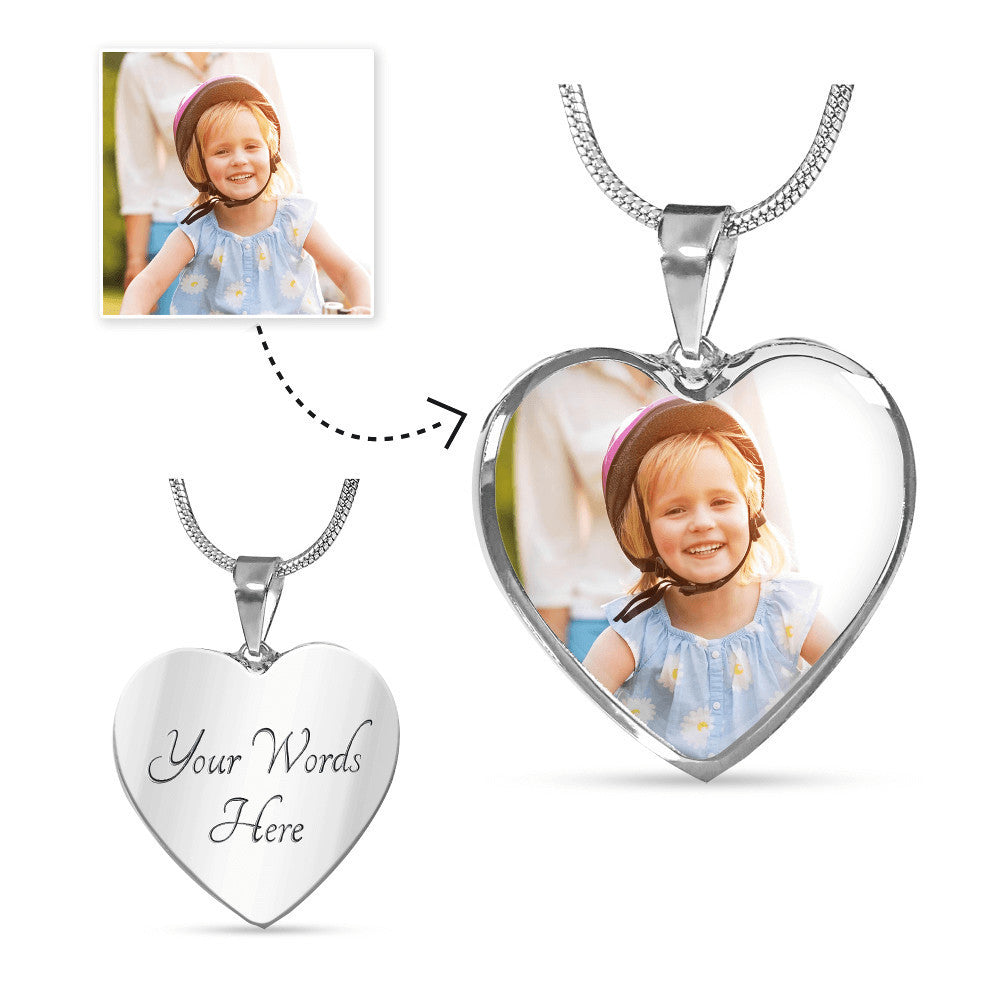 Customised Necklace, Heart Shape, (Upload your photo and we will do the rest) - Nekoby Customised Necklace, Heart Shape, (Upload your photo and we will do the rest) Luxury Necklace (Silver) / Yes