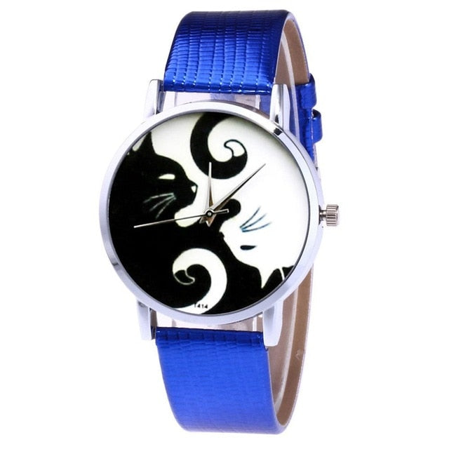 Yin Yan Cat Quartz Watches Women - Nekoby Yin Yan Cat Quartz Watches Women Blue