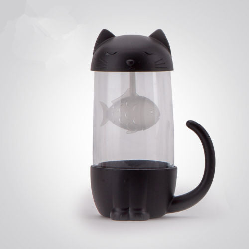 Cute Cat Glass Cup Tea Mug - Nekoby Cute Cat Glass Cup Tea Mug black cat / 201-300ml