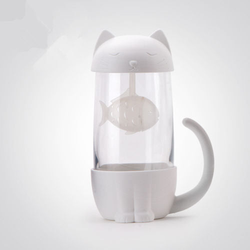 Cute Cat Glass Cup Tea Mug - Nekoby Cute Cat Glass Cup Tea Mug white cat / 201-300ml