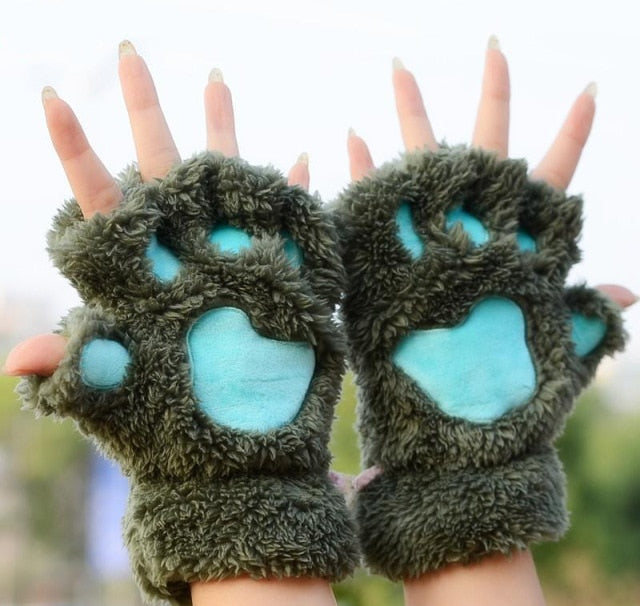 Cartoon Cat Claw Paw Gloves Lovely - Nekoby Cartoon Cat Claw Paw Gloves Lovely green