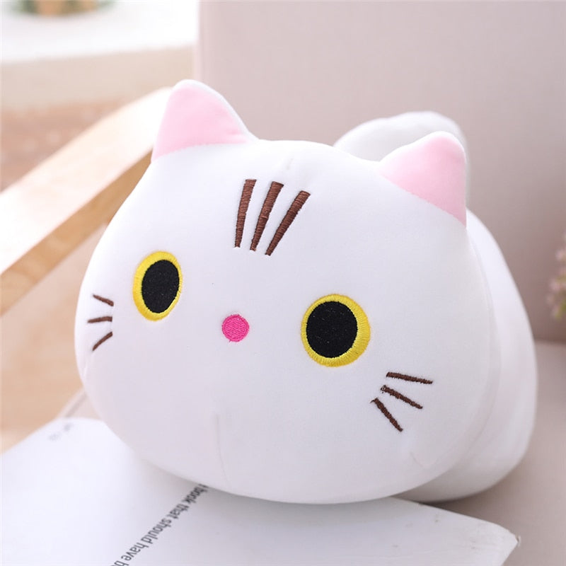 Color Cute Soft Cat Plush Pillow Sofa Cushion - Nekoby Color Cute Soft Cat Plush Pillow Sofa Cushion 25cm / White