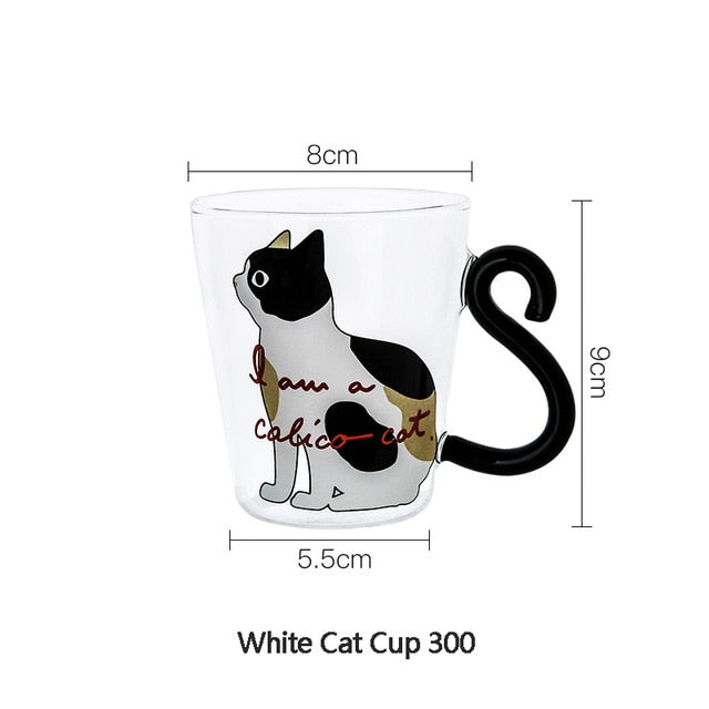 Black and white Cat Glass - Nekoby Black and white Cat Glass White cat cup / 300ML