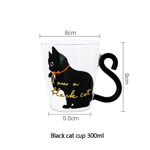 Black and white Cat Glass - Nekoby Black and white Cat Glass Black cat cup / 300ML