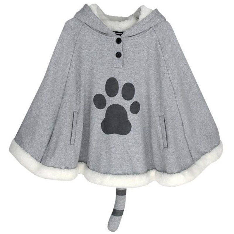 Harajuku Cat Hoodie Cloak - Nekoby Harajuku Cat Hoodie Cloak gray / ONE SIZE