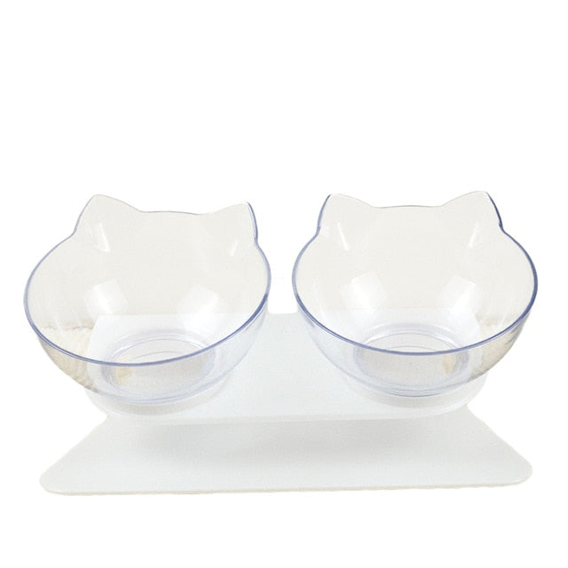 15°Elevated Anti Vomiting cat Bowl - Nekoby 15°Elevated Anti Vomiting cat Bowl Double Transparent