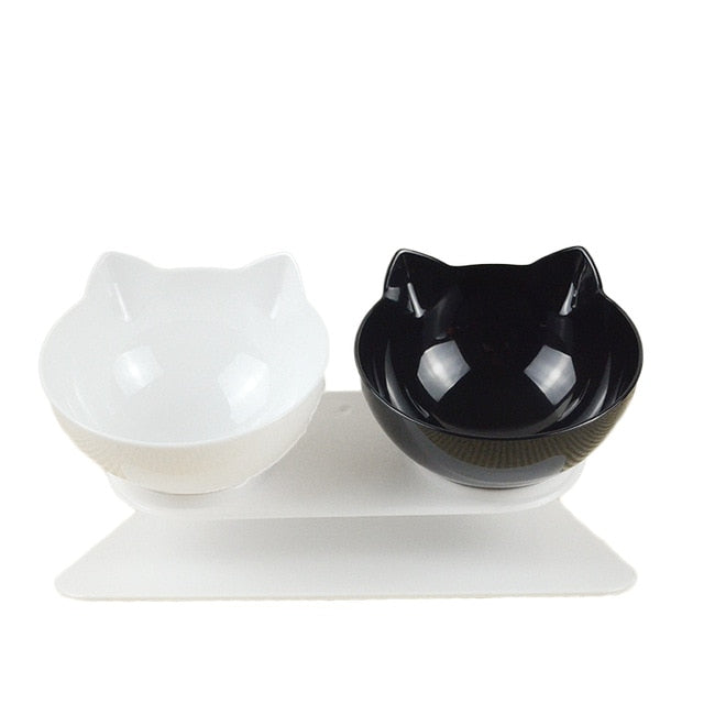 15°Elevated Anti Vomiting cat Bowl - Nekoby 15°Elevated Anti Vomiting cat Bowl White Black