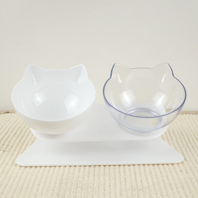 15°Elevated Anti Vomiting cat Bowl - Nekoby 15°Elevated Anti Vomiting cat Bowl White Transparent