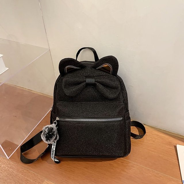 Cat ribbon Bowknot School Bags Backpack - Nekoby Cat ribbon Bowknot School Bags Backpack black