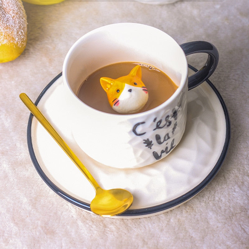 Cute Cat Porcelain Tea mug - Nekoby Cute Cat Porcelain Tea mug