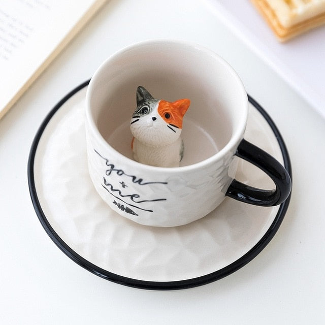 Cute Cat Porcelain Tea mug - Nekoby Cute Cat Porcelain Tea mug Red