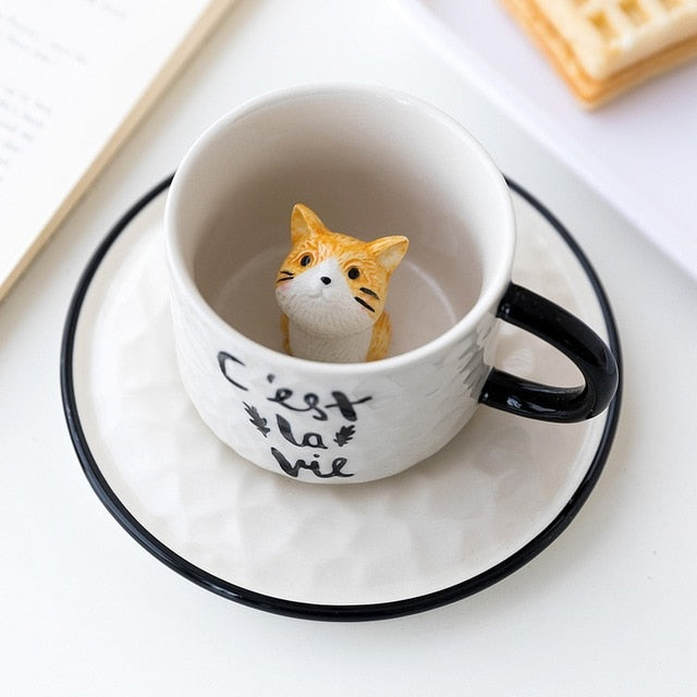 Cute Cat Porcelain Tea mug - Nekoby Cute Cat Porcelain Tea mug Yellow