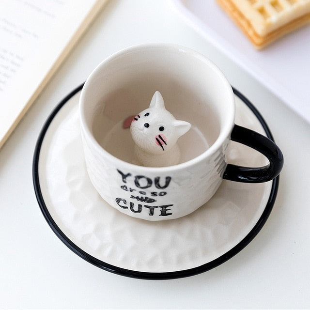 Cute Cat Porcelain Tea mug - Nekoby Cute Cat Porcelain Tea mug White