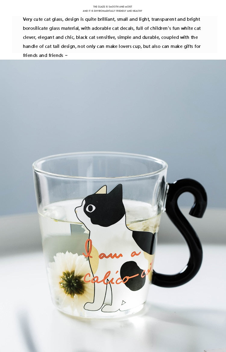 Black and white Cat Glass - Nekoby Black and white Cat Glass