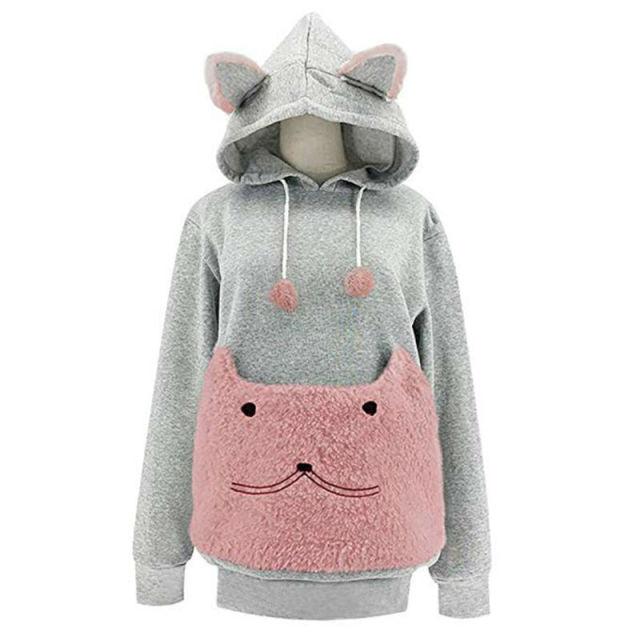 Big Pocket Cat Holder Hoodies - Nekoby Big Pocket Cat Holder Hoodies Pink / XL