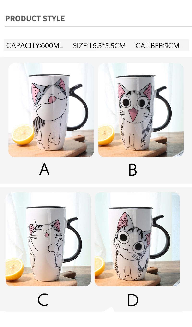 600ml Cute Cat catoon Ceramics Coffee Mug - Nekoby 600ml Cute Cat catoon Ceramics Coffee Mug
