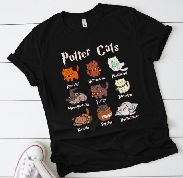 Potter Cats mom Shirt Fashion Plus Size Unisex T shirt - Nekoby Potter Cats mom Shirt Fashion Plus Size Unisex T shirt black / M