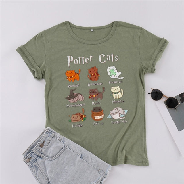 Potter Cats mom Shirt Fashion Plus Size Unisex T shirt - Nekoby Potter Cats mom Shirt Fashion Plus Size Unisex T shirt green / M