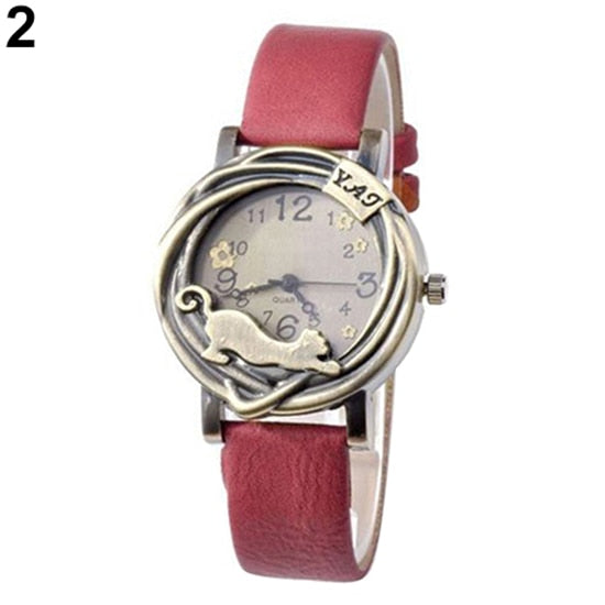 Vintage Cat Watches - Nekoby Vintage Cat Watches Red