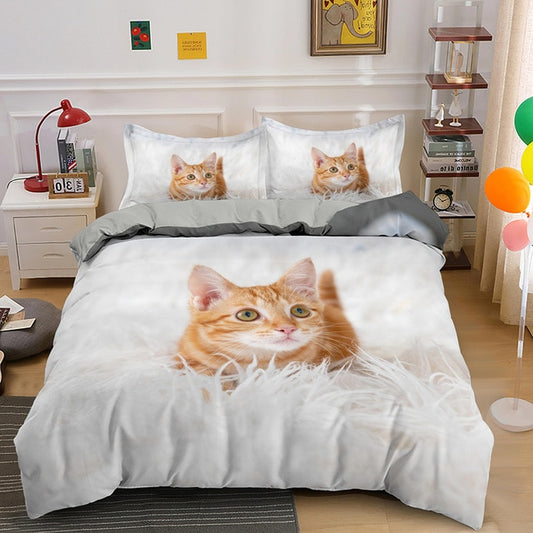 3D Cat Bedding Set - Cat on carpet - Nekoby 3D Cat Bedding Set - Cat on carpet UK Single 135x200cm