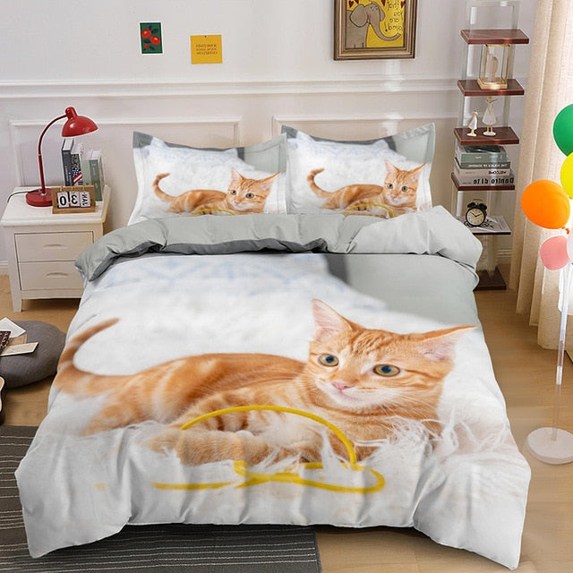 3D Cat Bedding Set - Lazy Cat - Nekoby 3D Cat Bedding Set - Lazy Cat US Queen 228x228cm