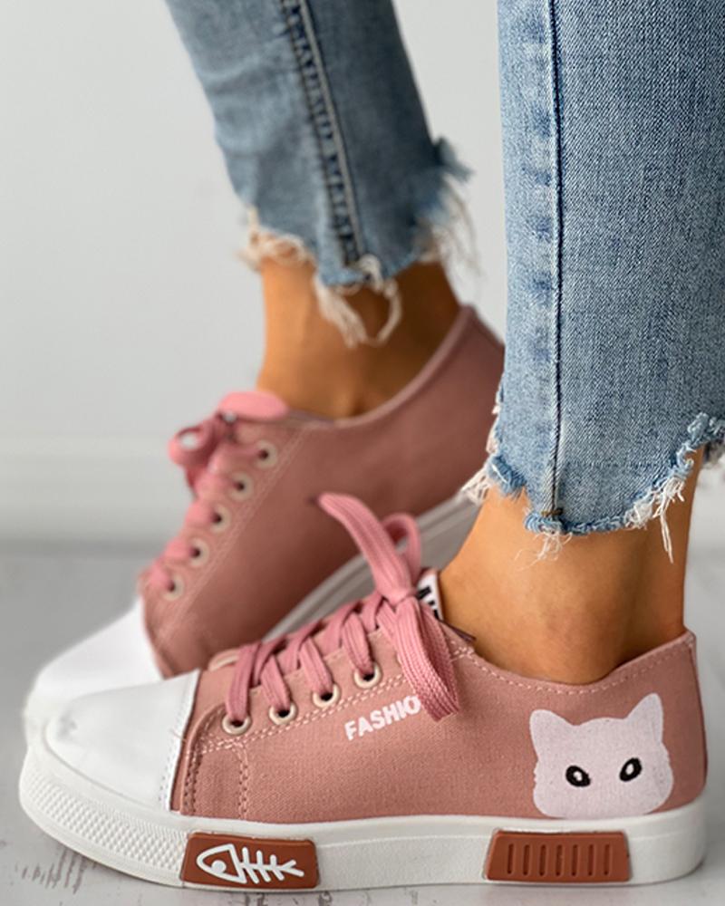 Cat Cartoon Canvas Sneakers shoes - Nekoby Cat Cartoon Canvas Sneakers shoes