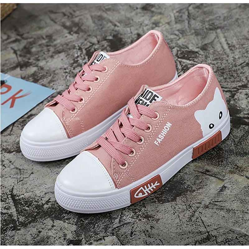 Cat Cartoon Canvas Sneakers shoes - Nekoby Cat Cartoon Canvas Sneakers shoes