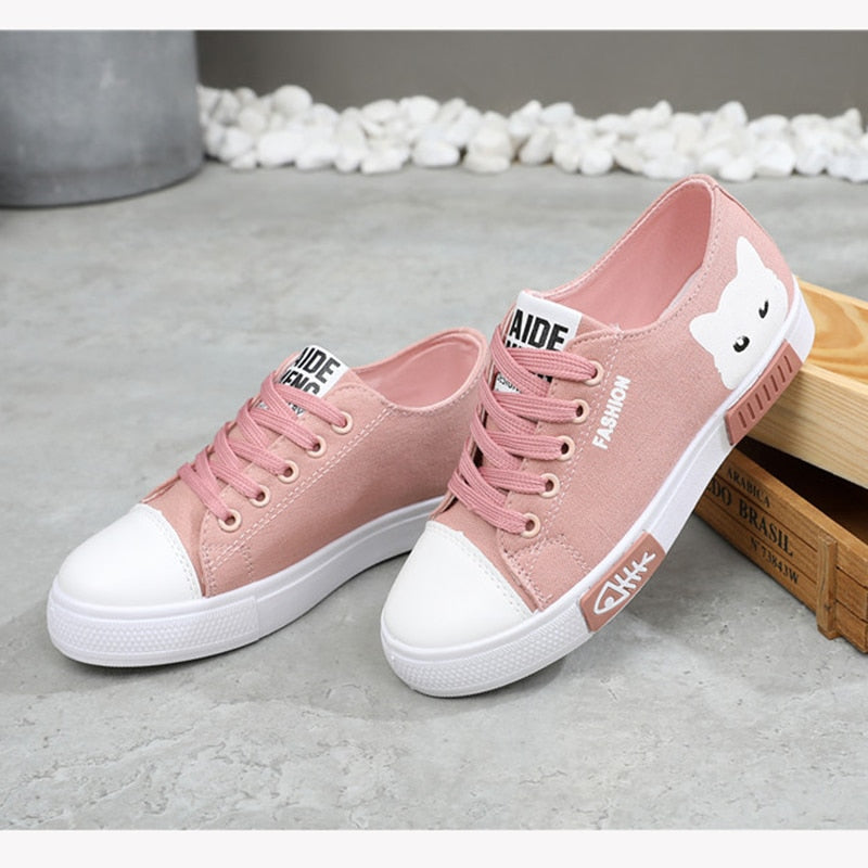 Cat Cartoon Canvas Sneakers shoes - Nekoby Cat Cartoon Canvas Sneakers shoes