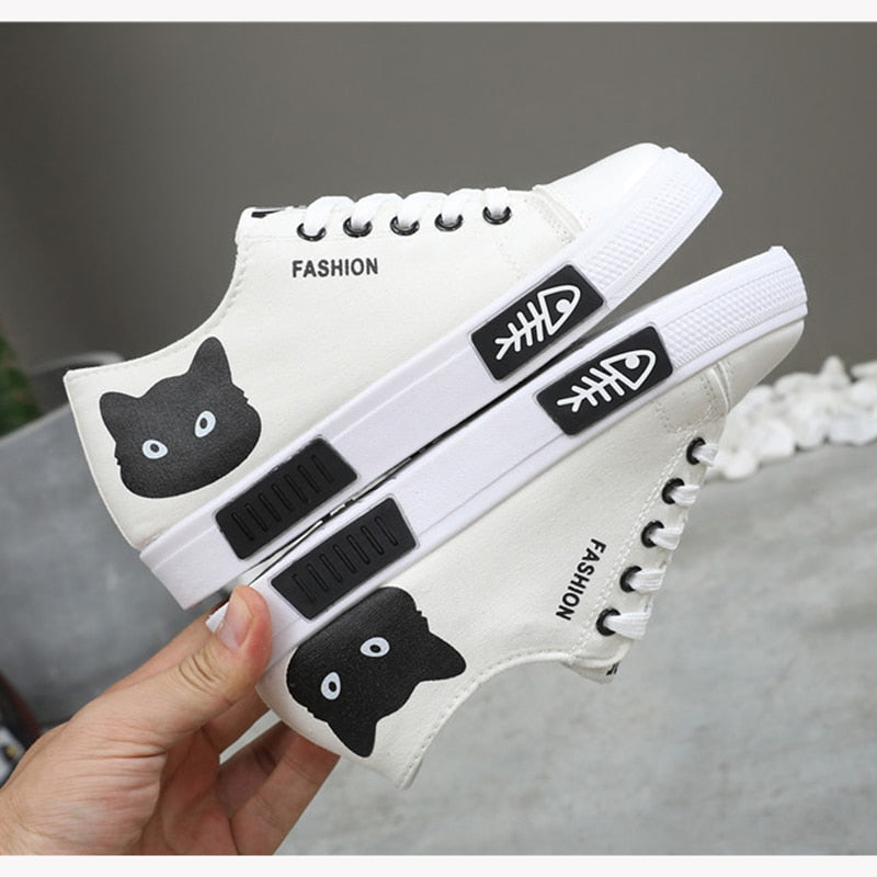 Cat Cartoon Canvas Sneakers shoes - Nekoby Cat Cartoon Canvas Sneakers shoes