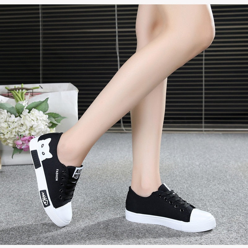 Cat Cartoon Canvas Sneakers shoes - Nekoby Cat Cartoon Canvas Sneakers shoes