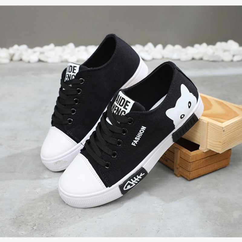 Cat Cartoon Canvas Sneakers shoes - Nekoby Cat Cartoon Canvas Sneakers shoes