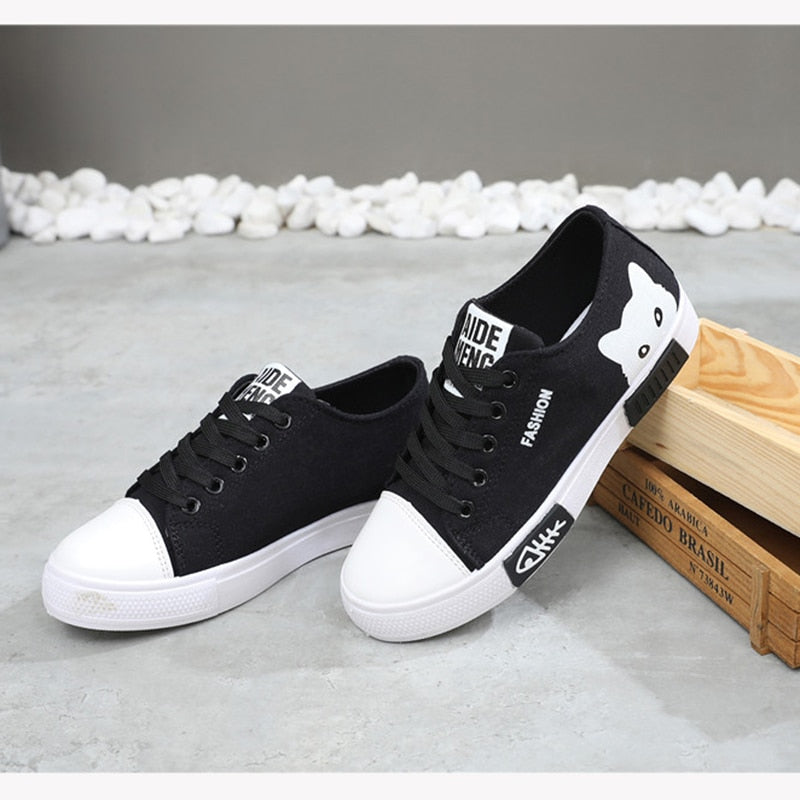 Cat Cartoon Canvas Sneakers shoes - Nekoby Cat Cartoon Canvas Sneakers shoes