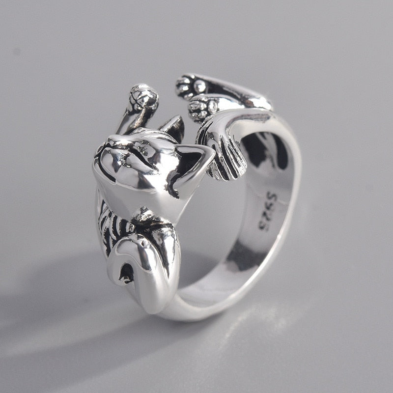 Cute Silver Fortune Cat Shape Women Rings - Nekoby Cute Silver Fortune Cat Shape Women Rings