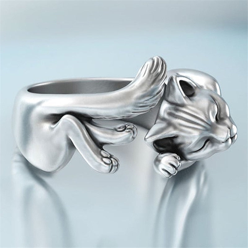 Cute Silver Fortune Cat Shape Women Rings - Nekoby Cute Silver Fortune Cat Shape Women Rings