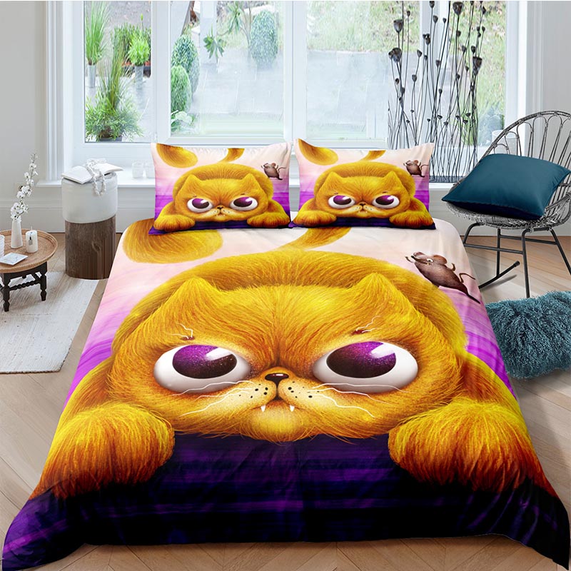 Cartoon 3D Cat Bedding Set - Orange Cat - Nekoby Cartoon 3D Cat Bedding Set - Orange Cat