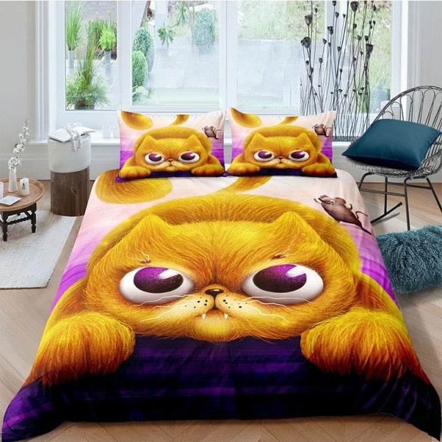 Cartoon 3D Cat Bedding Set - Orange Cat - Nekoby Cartoon 3D Cat Bedding Set - Orange Cat UK Double200X200