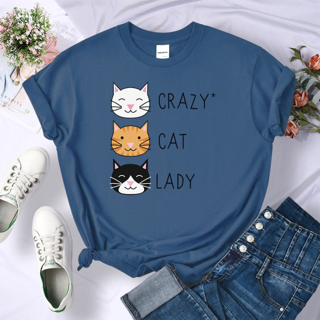 Crazy Cat Lady Cute Hip Hop T Shirts - Nekoby Crazy Cat Lady Cute Hip Hop T Shirts Haze Blue / M