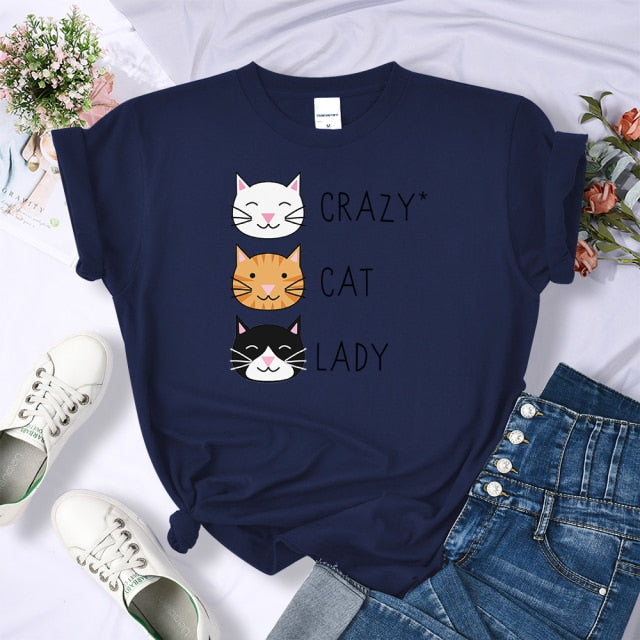 Crazy Cat Lady Cute Hip Hop T Shirts - Nekoby Crazy Cat Lady Cute Hip Hop T Shirts Dark Blue / XL
