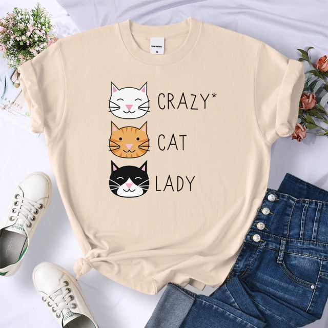 Crazy Cat Lady Cute Hip Hop T Shirts - Nekoby Crazy Cat Lady Cute Hip Hop T Shirts Khaki / XXL