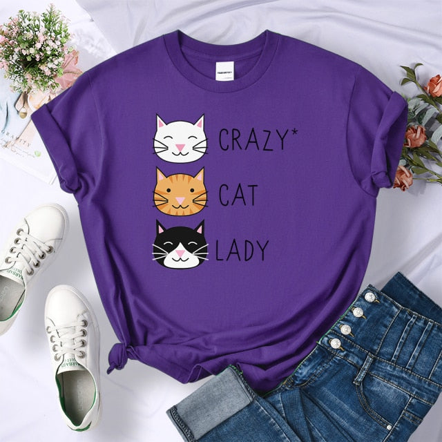 Crazy Cat Lady Cute Hip Hop T Shirts - Nekoby Crazy Cat Lady Cute Hip Hop T Shirts Purple / XXL