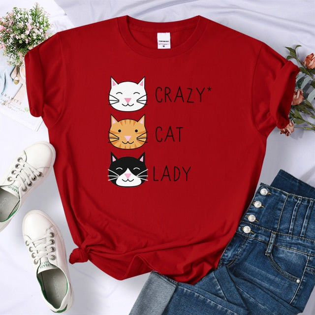 Crazy Cat Lady Cute Hip Hop T Shirts - Nekoby Crazy Cat Lady Cute Hip Hop T Shirts Red / XXL