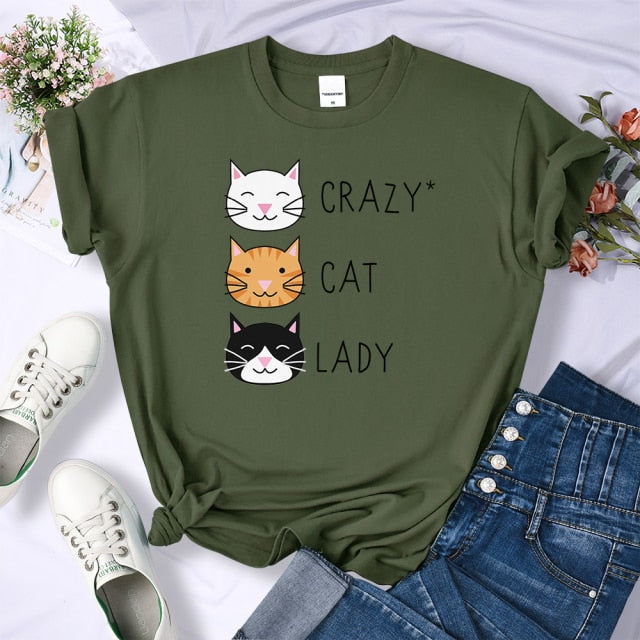 Crazy Cat Lady Cute Hip Hop T Shirts - Nekoby Crazy Cat Lady Cute Hip Hop T Shirts Dark Green / XXL