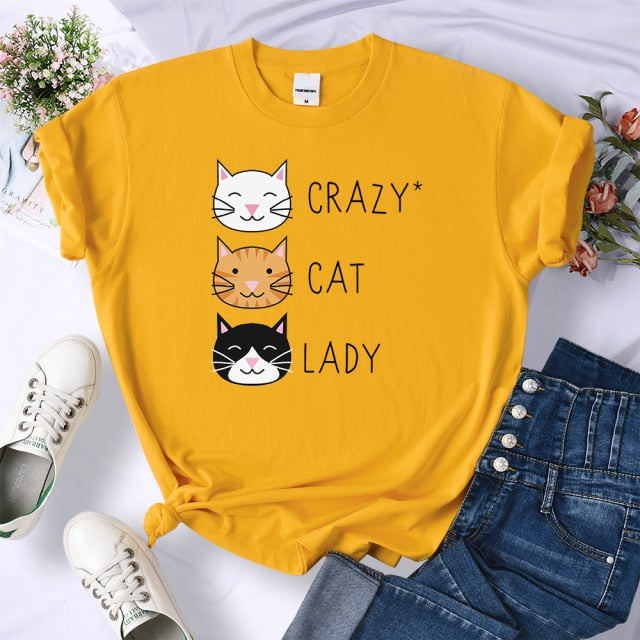 Crazy Cat Lady Cute Hip Hop T Shirts - Nekoby Crazy Cat Lady Cute Hip Hop T Shirts Yellow / XXL