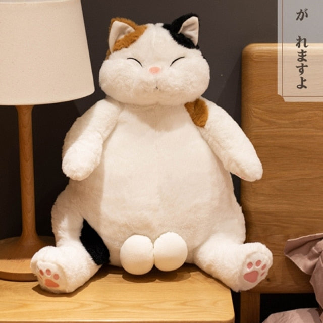 Japanese Plush Stuffed Cat with big balls - Nekoby Japanese Plush Stuffed Cat with big balls 45cm / Brown white
