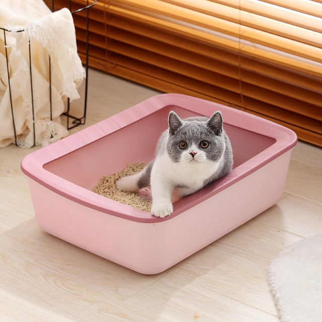 Cat litter box Semi-closed Sandbox for cats - Nekoby Cat litter box Semi-closed Sandbox for cats Pink / L