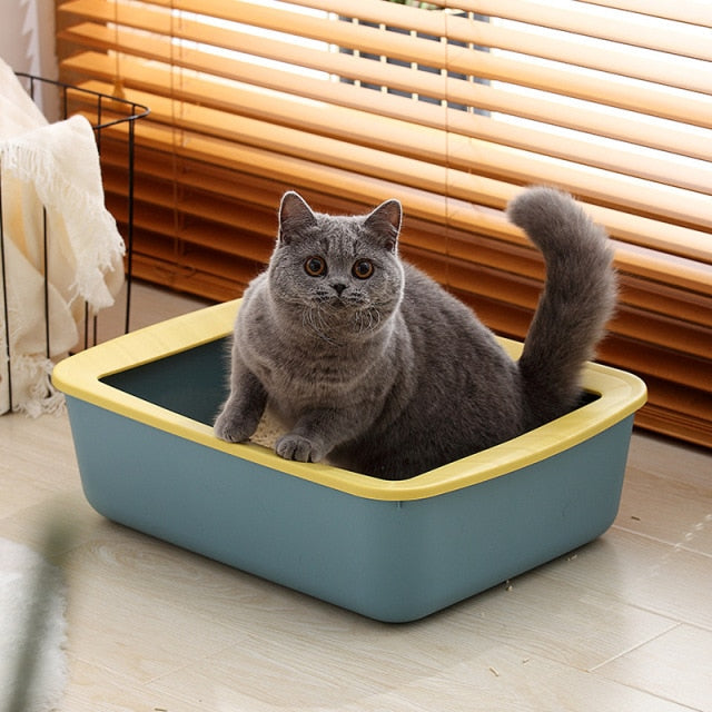 Cat litter box Semi-closed Sandbox for cats - Nekoby Cat litter box Semi-closed Sandbox for cats Green / L